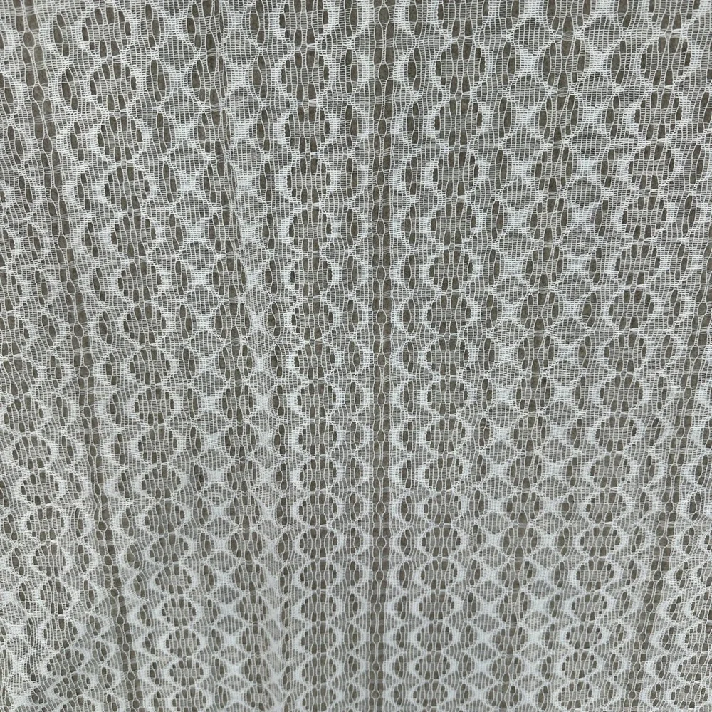 2 Vintage Curtain Panels Unisex 57x78 White Lace Sheer Geometric